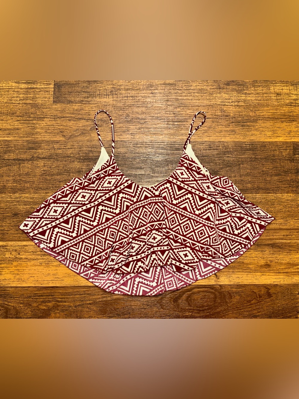 Poetry Burgundy and White Aztec Print Camisole
